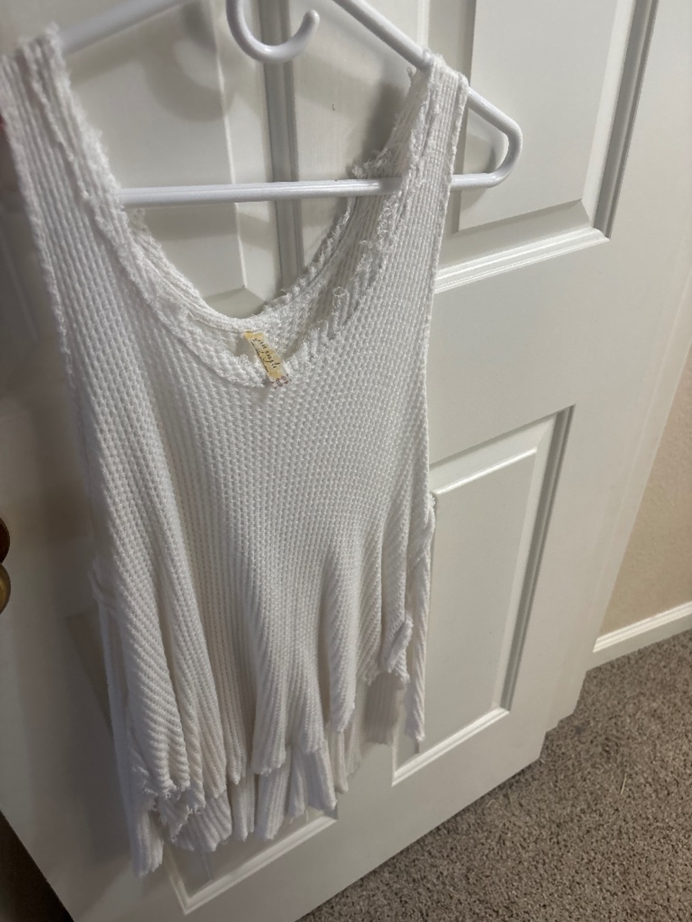 Free people long, white tank top new size small